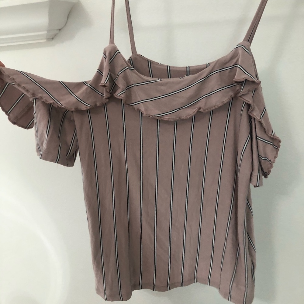 Pink stripped tank top with off the shoulder